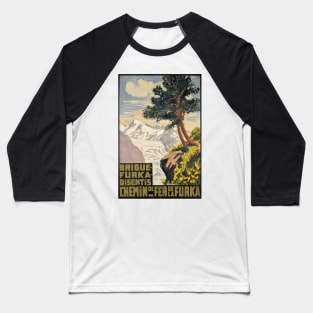 Brigue-Furka-Disentis, Chemin de Fer de la Furka,Travel poster Baseball T-Shirt